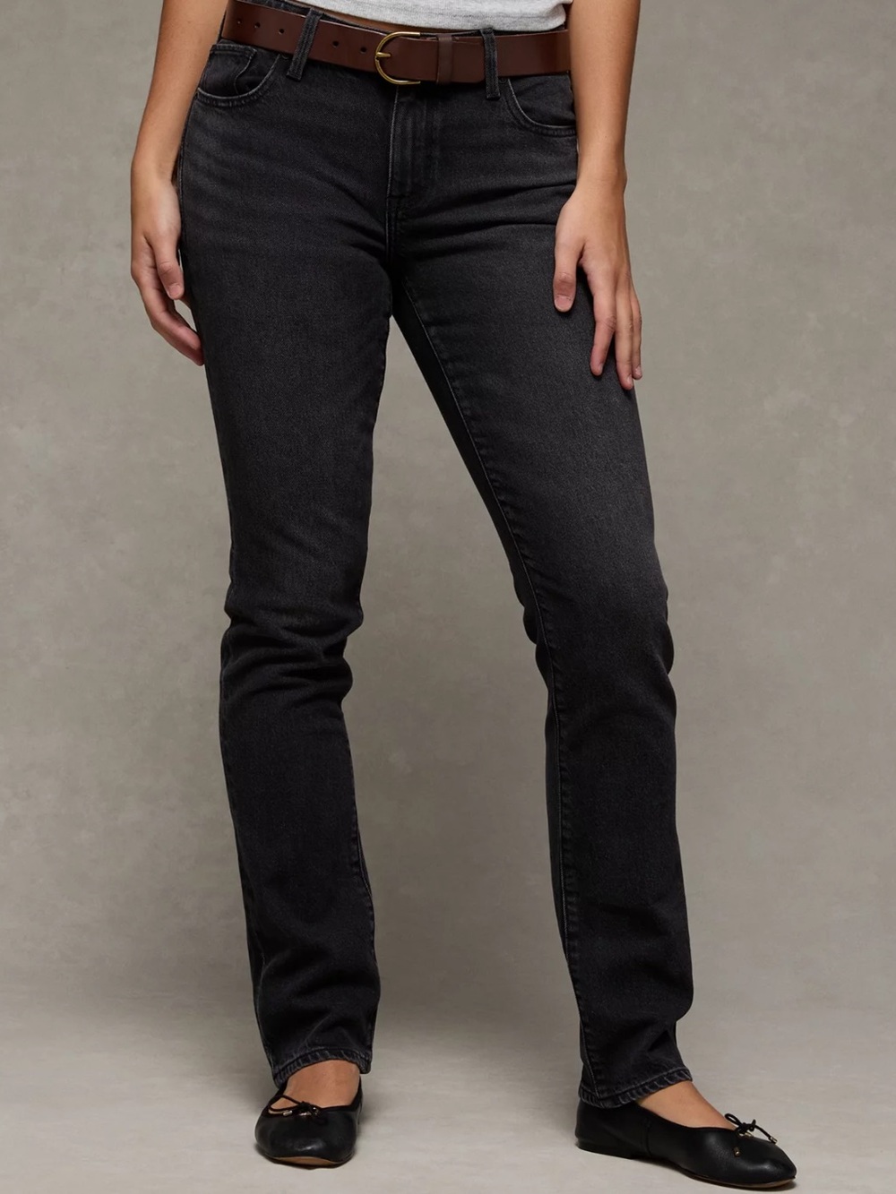 American Eagle Outfitters Black Straight-Leg Jeans
